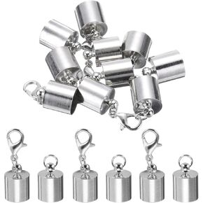 meccanixity 20pcs cord end cap 2.5mm id id silver copper colum barrel end caps for diy bracelets staslaces cord