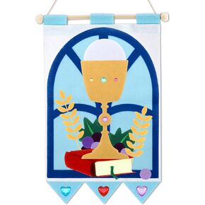 Wettarn First Compleinion Banner Kit for Boys Girls 9 × 12 الحرف الدينية المسيحية الكاثوليكية