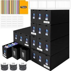 Toploader Storage Box,Holds 1300+ Toploaders,Toploader Card Storage Box for Commander Display,with 48 Dividers, Labels & Tapes,Fit for YuGiOh, TCG, PTCG, MTG