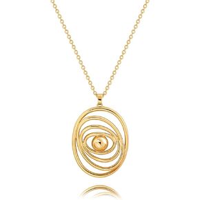 PERNNLA PEARL Long Disc Pendant Necklace for Women 18K Gold Plated Sweater Chain Fashion Jewelry