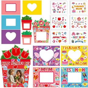 Foimas Mother's Day Picture Frame Kit ، 24 Pack Love You Mom DIY Photo Frame Paper Craft for Mother's Gift Home Craft Decoration Home Decoration