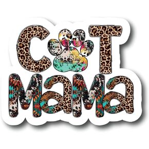 Cat Mama 5 × 3 بوصة ماء ملصق ملصق ملصق جدار الأم الأم النافذة عباد الشمس لحب Pet Paw Dog Cat عائلة الطيور الحيوانات الأليفة خنزير أرنب عاشق حيوان أمريكي