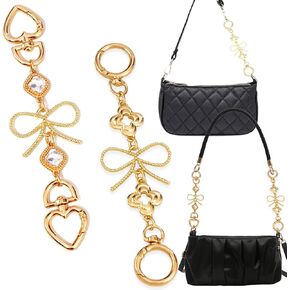 2 PCS Metal Bow Bag Extender Chains Purse Bag Strap Chain Extenders Purse Strap Extension Replacemen for Women Girls Handbag Purse Bag Making Supplie Purse Accessories Bag Charms