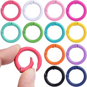 Yuanyijia 24 PCS Metal Spring O Rings ، 24 ملم مستديرة carabiner ، مفاتيح الربيع المفاجئة ، مشبك الزناد لمحفظة حقيبة المفاتيح (12 لون)