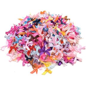 100Pcs 10 mm Colorful Assorted Smallest Satin Ribbon Bows, Tiny Embellishment Craft Artificial Applique Wedding Ribbons Fabric Ribbons