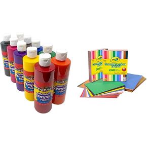 CRA-Z-Art قابلة للغسل بامبرا الطلاء الحزمة السائبة 10CT ، ألوان متنوعة 8 أوقية كل زجاجة وورقة بناء كرايولا-480CT (2 عبوة) ، اللوازم المدرسية السائبة للأطفال