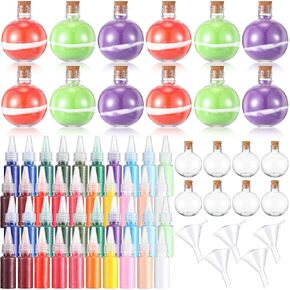 65 PCS Sand Art Bottion Kits with Cork تشمل 20 PCS 3.4 أوقية حاوية فنية