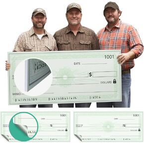Giant Fake Checks Bundle - Large 36x16 Oversized Dry Erase Checks for Presentations, Fundraisers, & Awards | Reusable Big Checks for Donations & Photos (1 PVC + 2 Paper Checks)