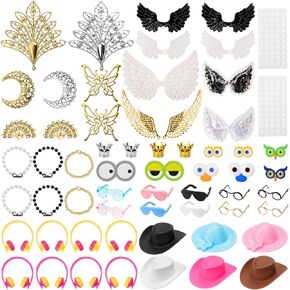 58pcs إكسسوارات بطة مطاطية لطيفة للارتداء ، وملحقات DIY مصغرة لتزيين البط 2in ، وأسلوب مختلف - نظارات الأذن أجنحة الأذن.