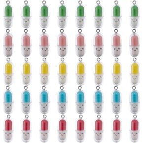 Sunnyclue 1 Box 40pcs سحر طبي سحر ممرضة سحر بلاستيك ملون كبسولة مصغرة مفتوحة
