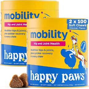 Mobility Hip & Joint Health Support for Dogs, Soft Chews with Glucosamine, Chondroitin, Msm, Green Lipped Mussel, Turmeric & Hyaluronic Acid, Organic, Vegan, Bacon Flavor, 100 Count