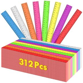 312 حاكم بلاستيكي 12 بوصة في الكميات ، الحكام البلاستيكي بألوان متنوعة ، حكام واضح مع بوصة وسينتيمترات ، حكام شفاف كبير للأطفال عودة إلى المدرسة ، الفصل ، المكتب ، اللوازم المنزلية