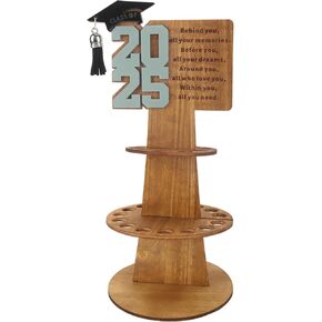 ABTOLS 2025 HOME GIFT HOLDER ، WOODEN 2025 HOLDER MONEY حامل نقدي مزدوج الطبقة مع 25 HOLE DIY هدية نقدية المال الفريدة لمستلزمات التخرج (أبيض)