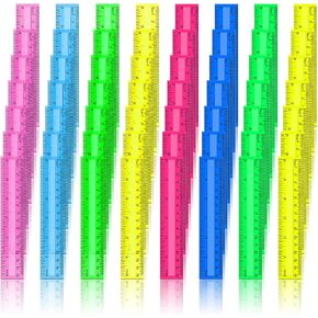 Harloon 288 Pack Close Color Plastic Rulers 6 Inch Provaprent Platfort Partich مع بوصة و Centimeters 8 Color