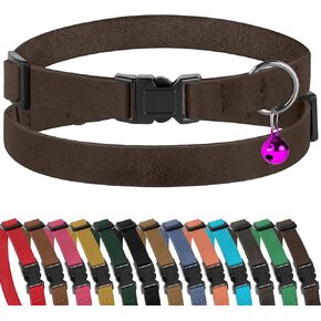 Muromto Bepridaway Cat Leather Leator Soft Aleptable Aptip Apettible مع جرس اللون الأزرق اللون الأزرق اللون الأزرق (البني الداكن)