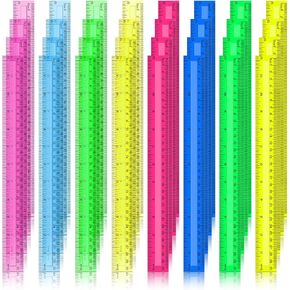 Harloon 480 Pack Day First Dival Gift for Kids Color Clear Clast Blastic Ruler Back for School Classroom Student to School Supplies Straight Ruler مع Centimeters inches 8 Colors (6 Inch)