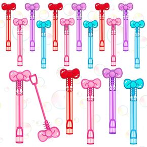 24 PCS Bow Mini Bubble Wands Cutty Kitty Party Favors Kawaii Pink Bow Bubbles Sticks Wands for Cartoon Cat Histten Formt Party Supplies ، حقيبة هدايا Goodie ، جوائز الفصل