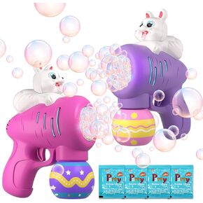 2Pack Bubble Bubble للأطفال ، ألعاب عيد الفصح للأطفال ، آلة الفقاعة في عيد الفصح لـ Easter Basket Stuffer ، هدايا لعبة عيد الفصح للأطفال ، صانع فقاعة عيد الفصح مع 4 فقاعات