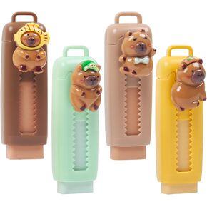محو قابلة للسحب Capybara ، 4 أجهزة كمبيوتر محو Capybara لطيف للأطفال ، ممحاة مطاطية دفع للأطفال