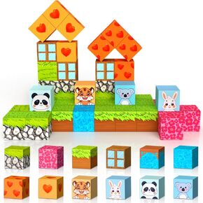 Magnetic Blocks, Magnetic Building Blocks for Toddlers Kids Ages 3-5 5-7 8-12, STEM Educational Toys for Girls & Boys Sensory Play for Preschool Learning, Magnet Block Toys 45PCS, 1 Inch