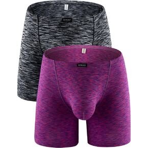 IKINGSKY Men's Quick-dry Long Leg Boxer Briefs Sexy Bulge Trunks No Ride Up Shorts Underwear Seamless Front Under Panties in Kuwait