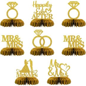 Maicaiffe MR & MRS Table Honeycomb Centerpieses Decorations - Glitter 8 PCS حفل زفاف ، طاولة الحفلات الزعرار العليا - دش الزفاف - لوازم زفاف حفل الزفاف