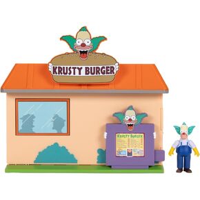 تتضمن لعبة Simpsons Krusty Burger Diorama Playet ، مقياسًا واحدًا بحجم 2.5 بوصة Krusty رقم الإكسسوارات المهرج والملحقات