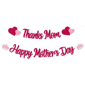 لافتة عيد الأم السعيد الشكر لافتة أمي بانر جارلاند زخارف عيد الأم سعيد لأمراض الحفلات لإمدادات عيد الأم ديكور الأم.