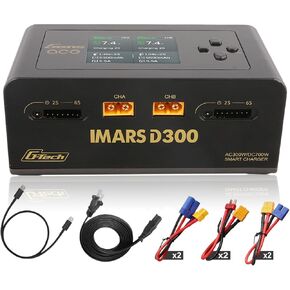IMARS D300 GENS ACE LIPO Battery Charger G-Tech Series Smart Dual Lipo Balance Charger AC 300W DC 700W (350W*2) 16A شاحن قناة مزدوج لبطاريات Lipo 1S ~ 6S ، Life/NICD/MH/LIHV ، التوصيل واللعب (الأسود)