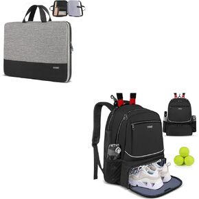Ytonet Laptop Sleeve Case 17 17.3 Inch Slim Water Resistant TSA Laptop Cover with Handle Protective Computer Carrying Case, Tennis Bag Tennis Backpack for Women Men 2 Rackets