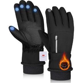 Waterproof Winter Ski Gloves Thermal -10F°, 3M Thinsulate Thick Warm Gloves, Windproof Touch Screen Snow Gloves