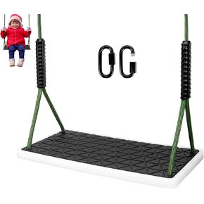 Heavy Duty Swing Seat Non-Slip with Tree Rope Adjustable Swing Set Accessories Replacement for Kids Outdoor Backyard Playground Jungle Gym，Black