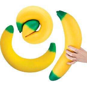 ORB Easy Sqweezy Giant Stretchy Banana - Stretches Up to 6 Feet Long - Huge Jumbo Sized Squishy Fruit Toy, Perfect to Squeeze for Stress Relief - Fun Sensory / Fidget Novelty Toy for Kids and Adults