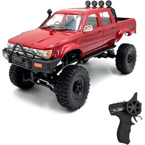 RC Rock Crawler WPL C64-1 RC Truck, 1:16 Scale 2.4GHz Remote Control Truck, 4WD All Terrain Off-Road RC Crawler with LED Lights and 2 Rechargeble Batteries for Adults (Blue)