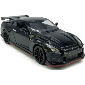 1:32 مقياس 2023 Nissan GT-R Nismo (R35) طراز سيارات الرياضة لعبة لعبة Diecast Toy Motion ، أبواب مفتوحة ، صوت خفيف ، سحب ، ألعاب للبنين الأطفال ، مجموعة الرجال ، ديكور المكتب المنزلي ، الأسود