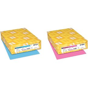 Astrobrights® Color Card Stock ، 8 1/2 "× 11" ، معتمدة من FSC® ، 30 ٪ معاد تدويرها ، 65 رطل ، الأزرق القمري ، حزمة من 250 و Neenah 21041 Wausau Astrobrights Cardstock ، 8.5 "× 11" ، Pulsar Pink ، 250 ورقة ، 250 ورقة ، 250 ورقة ، 250 ورقة ، 250 ورقة ، 250 