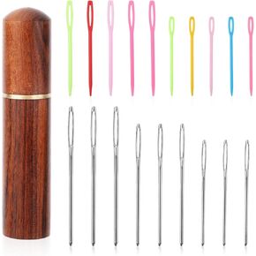 19pcs Large Big Eye Sewing Needles, Plastic Aluminium Yarn Weaving Needle Colorful Darning Blunt Needles for Yarn 4 Sizes Embroidery Needles Tapestry Needle for Knitting Crochet Yarn Accessories