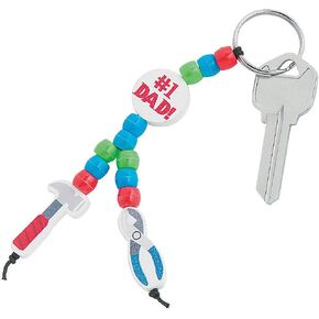 Fun Express #1 Dad Tool Beaded Keychain - Makes 12 - Father's Day Craft Gifts for Kids
