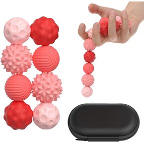 Magnetic Sensory Fidget Ball Toy, Attracting Stress Ball with Silicone Shell for Adults and Teens, Peace of Hands and Anxiety Mind, Fun Stress Free Magnet Balls (Red Series, Set of 8)