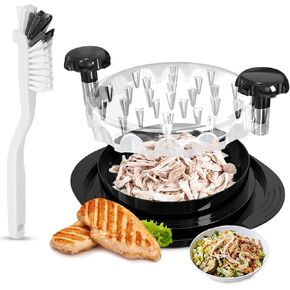 Chicken Shredder Tool for Meat – Large Meat Shredder for Chicken, Pork, Beef – Manual Meat Shredding Machine with Brush – BPA-Free, Anti-Slip Base, Ergonomic Handle – Fast & Easy Pulled Meat