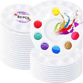 80 PCS لوحات صينية الطلاء ، منصات الطلاء البلاستيكية مع 10 آبار ، مستديرة الطلاء البليت للأطفال والطلاب ، لوحة الطلاء الأبيض لفصول الفن ، الرسم الأكريلي