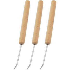 Yyangz 3pcs ساق خشب الحبكة منحنية الكروشيه خطاف الصوف الصوف الحياك