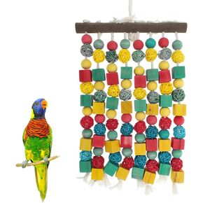 Large Bird Parrot Toy, Bird Chewing Toy Wooden Blocks, Bird Toys, Bird Cage Accessories, Parrot Cage Bite Toy for Large Medium Birds Macaws