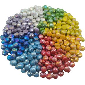 Round Mosaic Tiles for Crafts Bucks, 12mm Assorted Colors Glass Mosaic Pieces for Art Supplies, 1.1LB Mosaic Making Kit for DIY Hobbies Children Handmade Home Decoration Art Projects