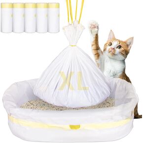 50 Count Litter Box Liners, Cat Litter Box Liners 36" x 18", Disposable Litter Boxes for Cats, Litter Box Bags, Litter Bags for Cat Poop(Yellow)