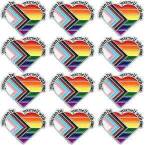 Pride Pins YOU CAN BE YOURSELF WITH ME Enamel LGBT Lapel Pin Gay Irregular Heart Rainbow Brooch Trans pride Badge Pins Decoration for Clothes and Bags
