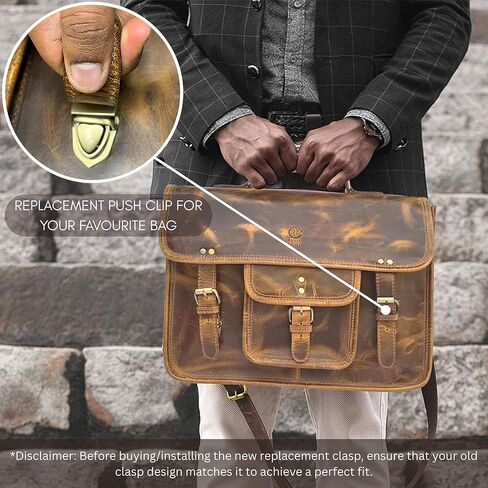 RUSTIC TOWN Leather Bag Replacement Push Clip Clasp Lock - Quick Release Metal Fasteners Buckles for Satchel & Messenger in Kuwait