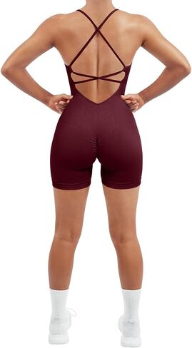 SUUKSESS Women Strappy Romper Seamless Jumpsuit Tummy Control Padded Sports Bra in Kuwait