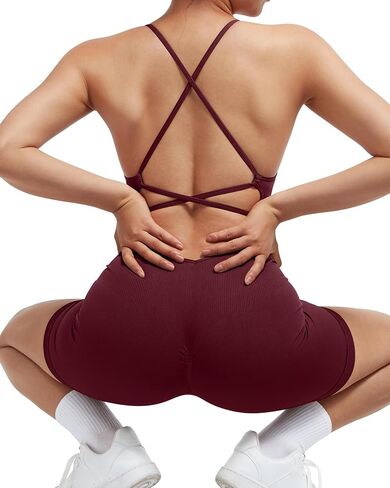 SUUKSESS Women Strappy Romper Seamless Jumpsuit Tummy Control Padded Sports Bra in Kuwait