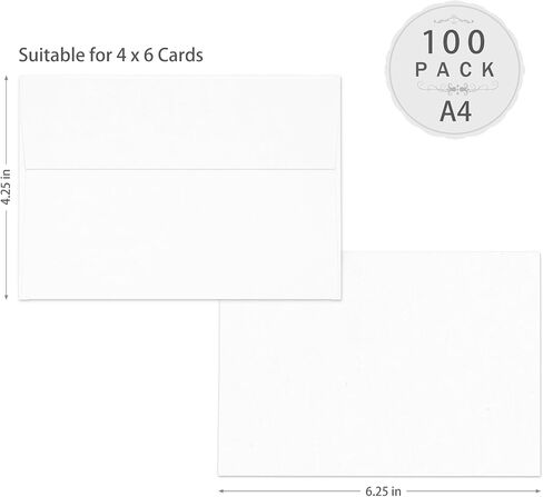 A4 White Envelopes 4x6 100 Pack, Goefun 4.25 x 6.25 Invitation Envelopes Self Seal,120 GSM Printable for 4x6 Cards, Photos, Invitations, Weddings, Graduation, Baby Shower in Saudi Arabia